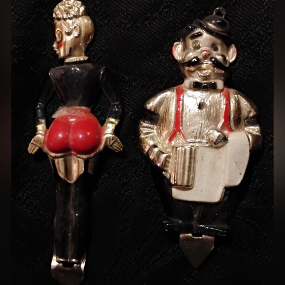 VINTAGE 1950's He (bartender) & She (naughty girl) Beverage Openers!  (RARE)